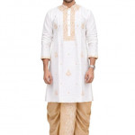Men's Khadi Silk Embroidered Kurta (White)