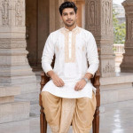 Men's Khadi Silk Embroidered Kurta (White)