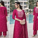 Women’s Cotton Blend Embroidered Kurta Set