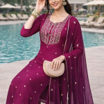 Women’s Cotton Blend Embroidered Kurta Set