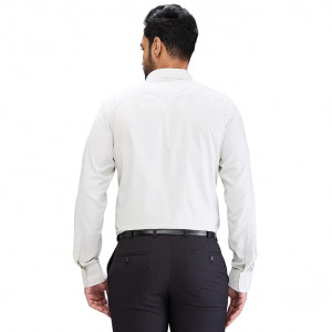 Men Slim Fit Structure Pattern Cotton Blend Semi Cutaway Collar Full Sleeve Formal Shirt