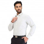 Men Slim Fit Structure Pattern Cotton Blend Semi Cutaway Collar Full Sleeve Formal Shirt